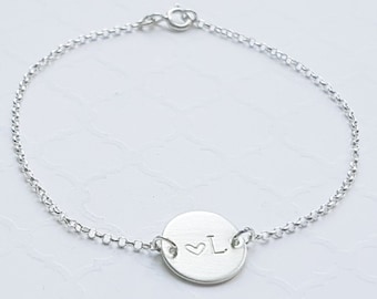 Custom initial disc chain bracelet