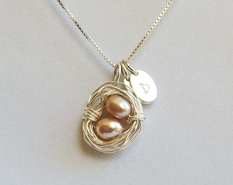 Wire-wrapped bird's nest necklace