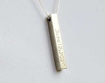 Custom chunky sterling bar necklace