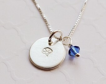 Sterling birth flower necklace with Swarovski birthstone