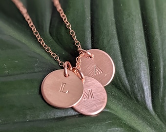 Mom's initial necklace in sterling, rose or yellow gold