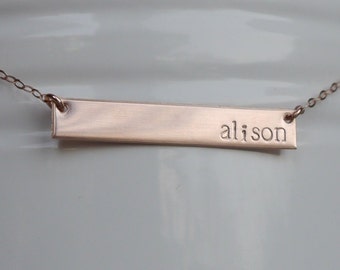 Horizontal bar necklace in sterling, rose or yellow gold