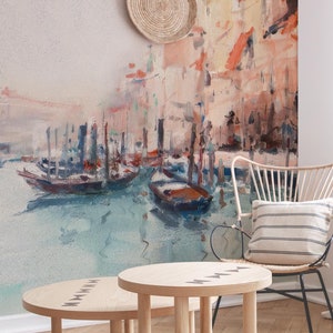 Venice wallpaper mural, self adhesive hand painted wallpaper, wall mural, wall art, removable wallpaper, peel and stick wallpaper #61