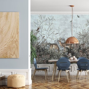 Vintage nature wallpaper, plants and animals wall mural, self adhesive, peel and stick mural, removable or traditional wallpaper #565