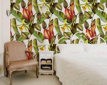Abziehbare Tapete mit Vanilleorchideen, selbstklebende Tapete, Wandbild, Wandbild, Wandbild, Tapete #113
