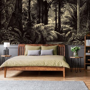 Carta da parati foresta oscura, murale tropicale vintage, decorazioni per la casa, carta da parati personalizzata, stacca e incolla, carta da parati autoadesiva o normale #833