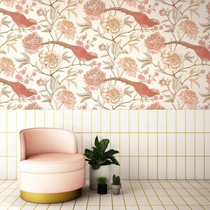 Exotische Vögel & Blumen, selbstklebende Tapete, selbstklebende Tapete, selbstklebende Tapete, florales Wandbild #11