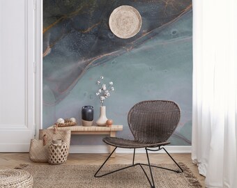 Blue marble wallpaper, stone texture wall mural, peel and stick removable wallpaper, self adhesive vintage wallpaper, wall decor #301