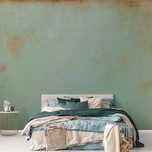 Green grunge removable wallpaper, self adhesive vintage wallpaper, metal background, texture wall mural, peel and stick wallpaper#29
