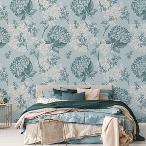Retro floral wallpaper, peel and stick wall mural, flower wall art, temporary wallpaper, removable wallpaper, home decor #188