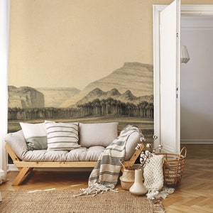 Nature of South America wall mural, self adhesive wallpaper, vintage landscape wallpaper, scenic wallpaper, peel and stick, wall decor #516