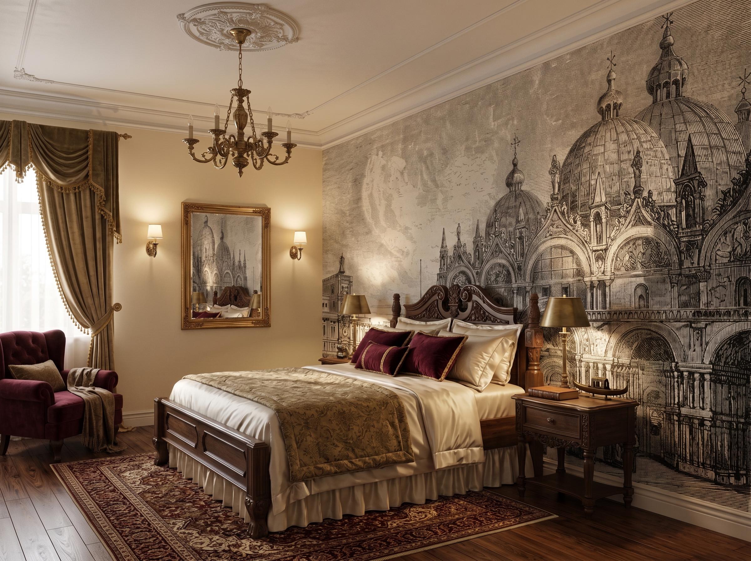 Venice Vintage Etching Wall Mural, Vintage Art Wall Mural, Wall