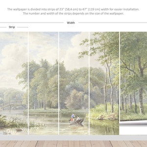 Rural vintage landscape wallpaper, peel and stick retro scenic wall mural, self adhesive landscape wallpaper, vintage wall decor 328 image 9