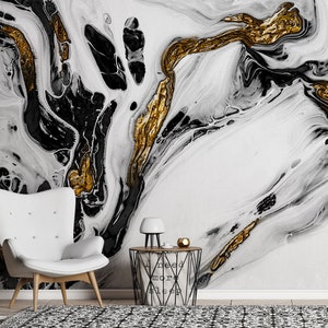 Black and white abstract wallpaper, self adhesive, peel and stick wallpaper, wall decor, removable peel and stick wallpaper #456