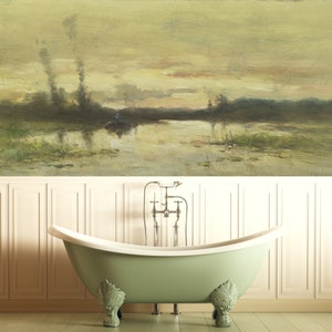 Landscape wallpaper with the lake, vintage self adhesive wall mural, peel and stick wallpaper, removable or traditional wallpaper #561