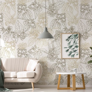 Vintage jasmine wallpaper, self adhesive, peel and stick wallpaper, wall decor, removable peel and stick wallpaper #433