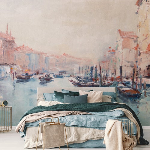 Venice Wallpaper Mural Self Adhesive Hand Painted Wallpaper Etsy