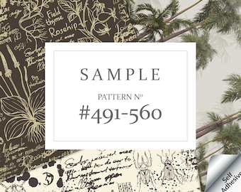 Sample of pattern 491-560, self adhesive wallpaper swatches, vintage removable wallpaper sample, peel and stick