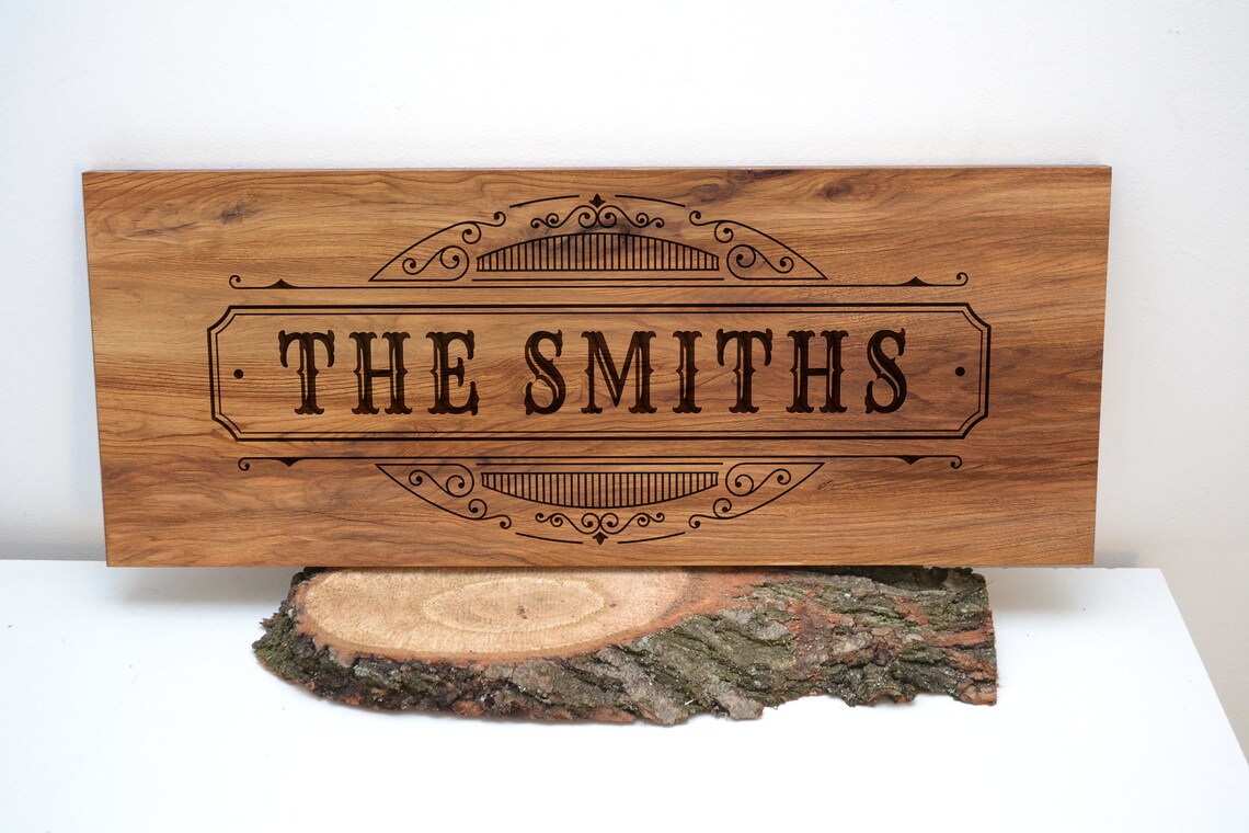 Personalized Family Sign, Engraved Wood Sign in Vintage Style, Rustic ...