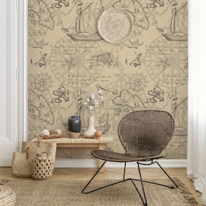 Old ships wallpaper, self adhesive, peel and stick wallpaper, wall decor, removable peel and stick wallpaper #462