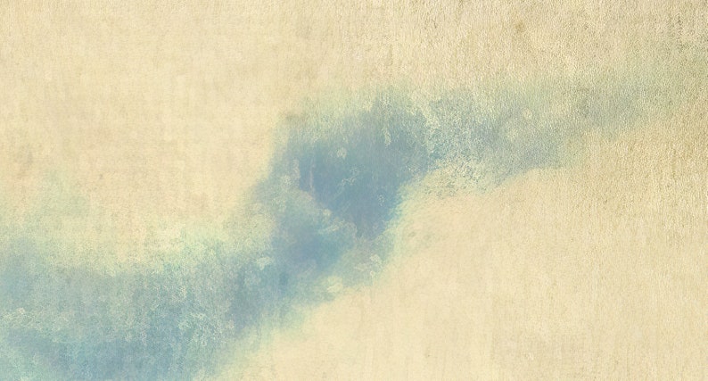 May include: A textured, off-white surface featuring a prominent, diagonal wash of muted blue pigment. The blue color appears blended and soft, creating a gradient effect across the cream-colored background, which has a visible, slightly grainy texture.