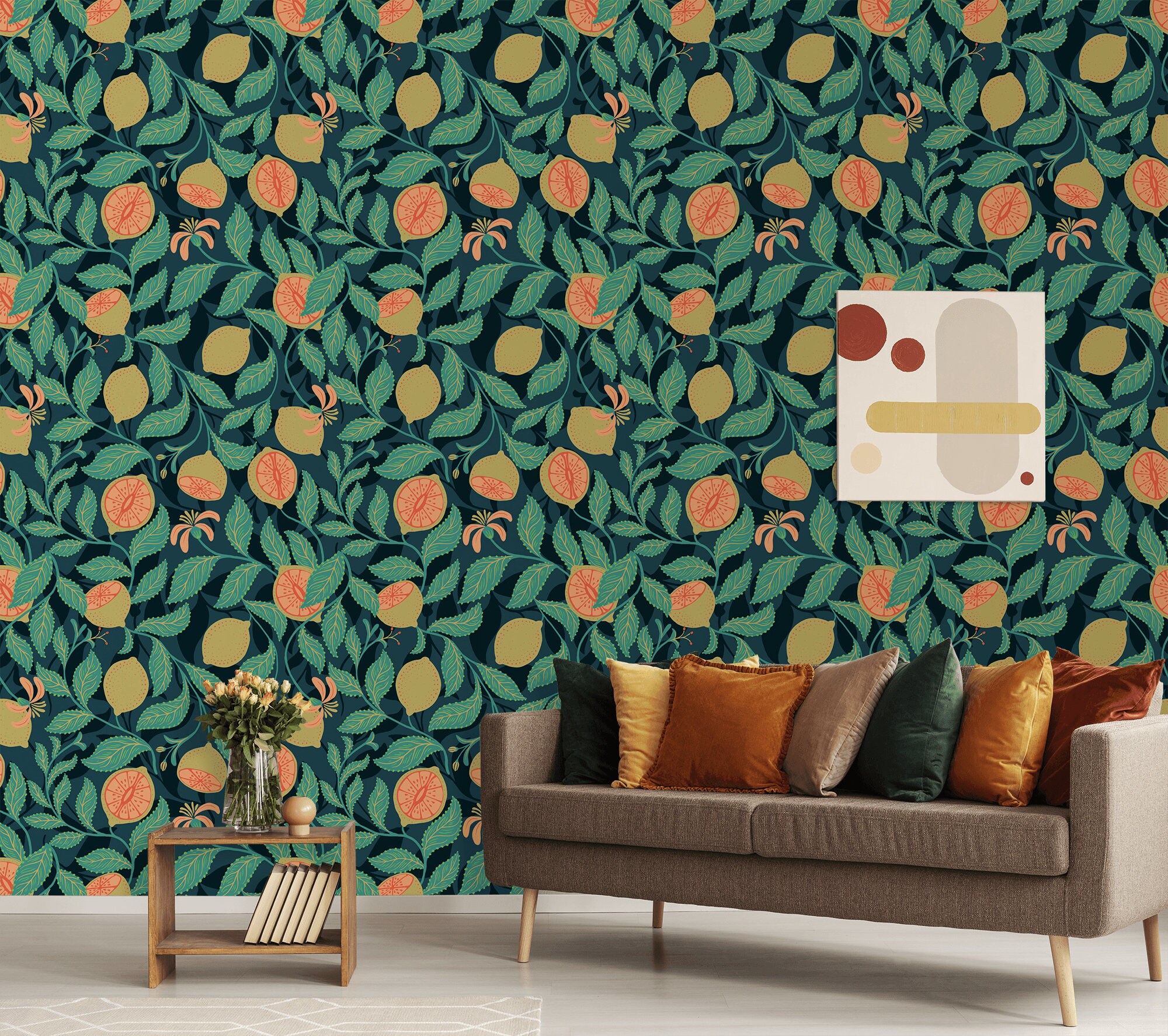 Retro Wallpaper With Tropical Fruit Peel and Stick Wallpaper | Etsy