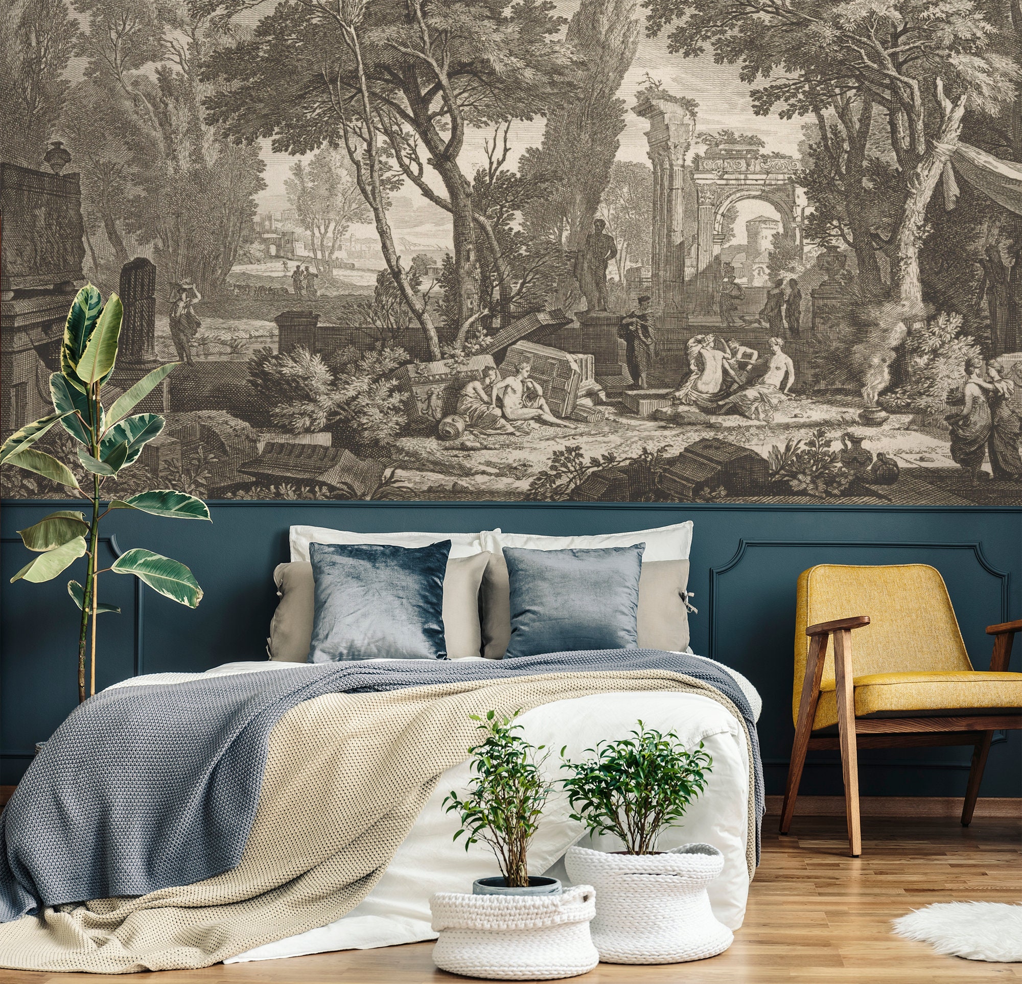 Vintage Landscape Wall Mural, Peel and Stick Wall Mural