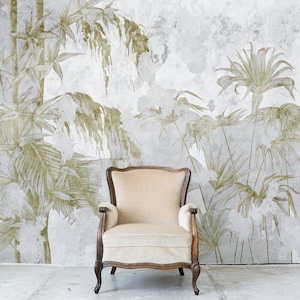 Vintage grunge style wall mural, floral wallpaper, self adhesive, peel and stick wallpaper, wall decor, removable wallpaper #304