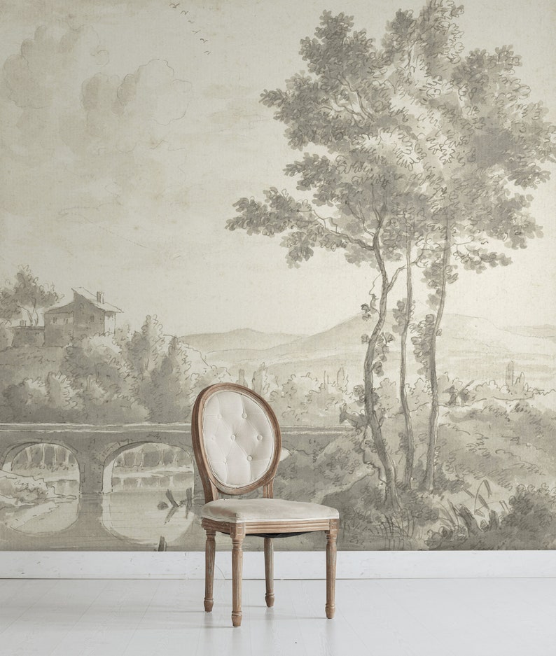 Vintage Scenic Wall Mural Peel and Stick Wall Mural Vintage Etsy