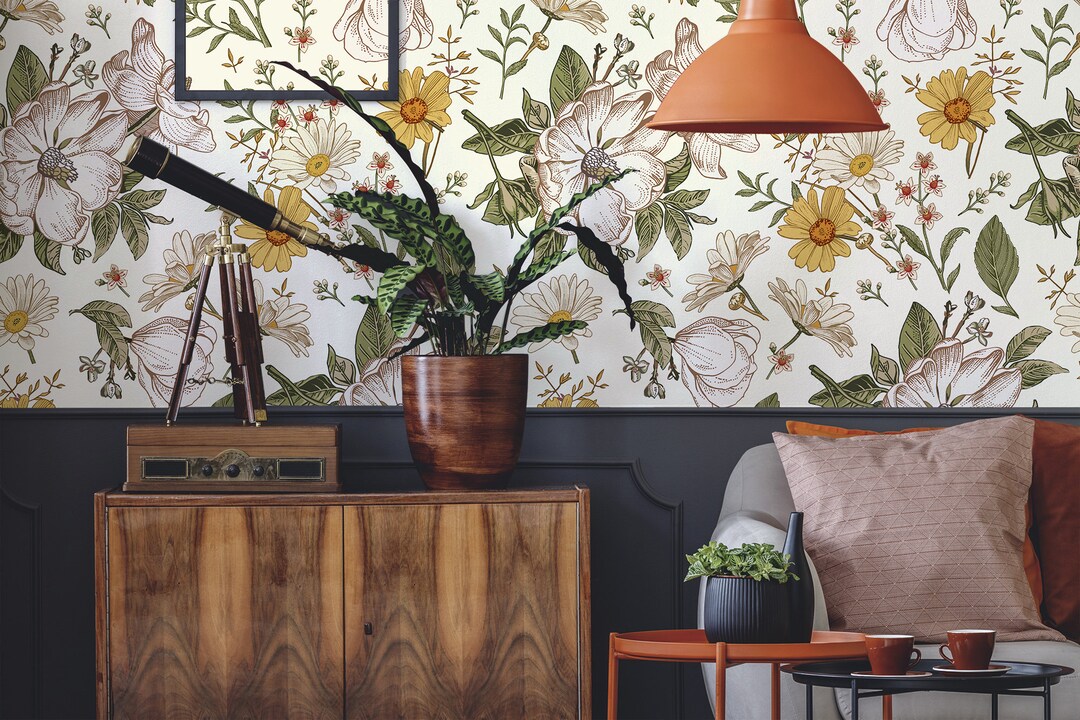Vintage Botanical Wallpaper, Wall Mural, Vintage Wallpaper, Floral ...