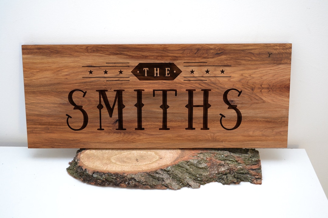 Rustic Personalized Family Name, Engraved Wood Sign in Vintage Style ...
