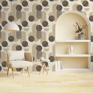 Vintage geometric wall mural, abstract wallpaper, peel and stick, self adhesive or regular wallpaper #731o
