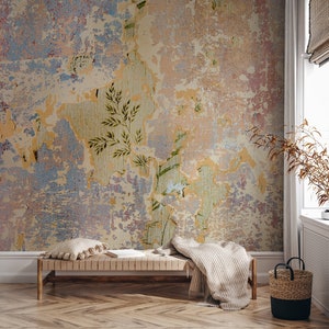 Vintage grunge wall mural, abstract painting wallpaper, old concrete wallpaper, peel and stick, self adhesive or regular wallpaper #723