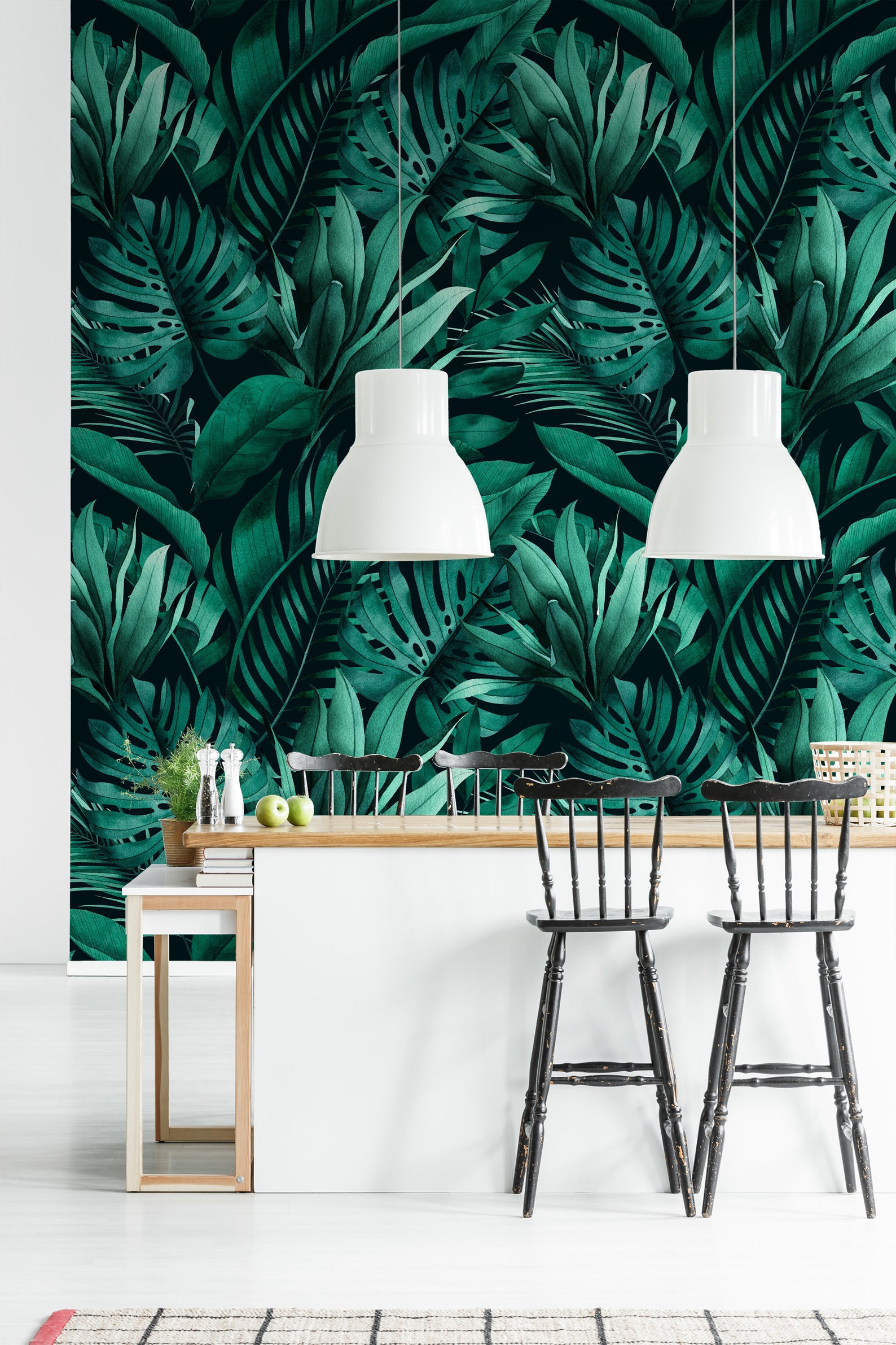 Dark Green Leaf Retro Wallpaper Peel and Stick Wall Mural - Etsy