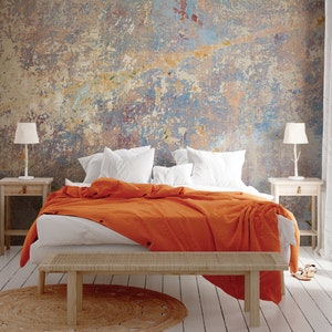 Vintage abstract wallpaper, grunge painting wall mural, concrete wallpaper, peel and stick, self adhesive or regular wallpaper #758