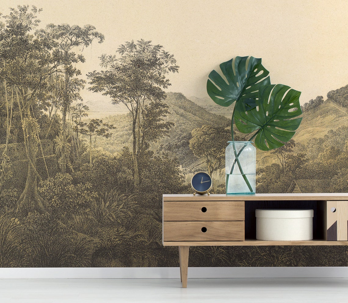 Retro Jungle Self Adhesive Wallpaper Wall Mural Jungle - Etsy Australia