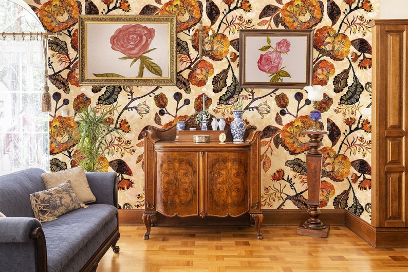 Boho Peel and Stick Wallpaper Vintage Wallpaper Self Etsy