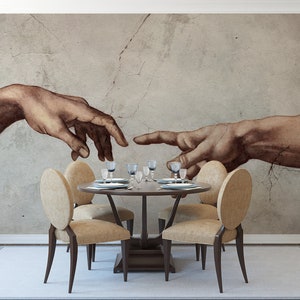 Mural de pared de pintura de arte vintage, creación de Adán de Miguel Ángel, autoadhesivo, papel pintado de pelar y pegar, papel pintado extraíble #418