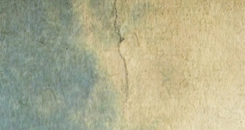 May include: A textured surface featuring a blend of muted blue-gray and warm beige tones. A prominent vertical crack runs through the center of the composition, dividing the color fields and highlighting the rough, uneven nature of the material.