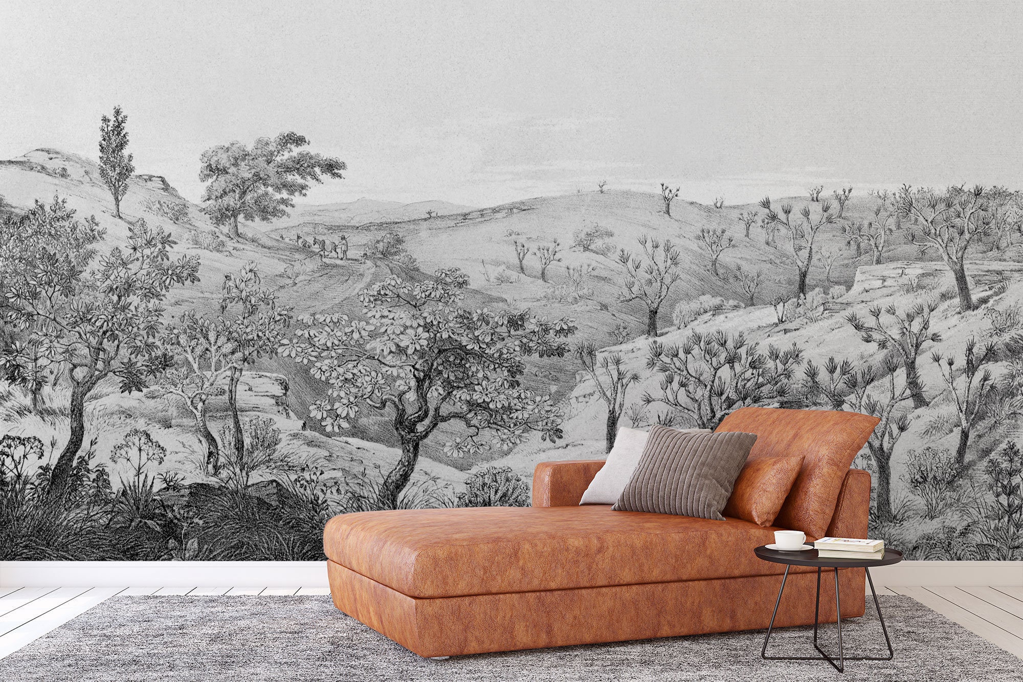 Scenic Wallpaper, Landscape Wall Mural, Tree Wallpaper, Vintage Mural ...