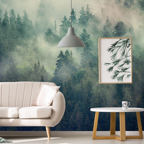 Foggy Mountains Wallpaper Self Adhesive Peel and Stick Etsy