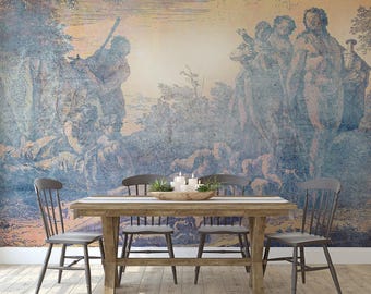 Beautiful aged mythology wallpaper, vintage wall decor, wall art, custom wallpaper, peel & stick, self adhesive or regular wallpaper #912