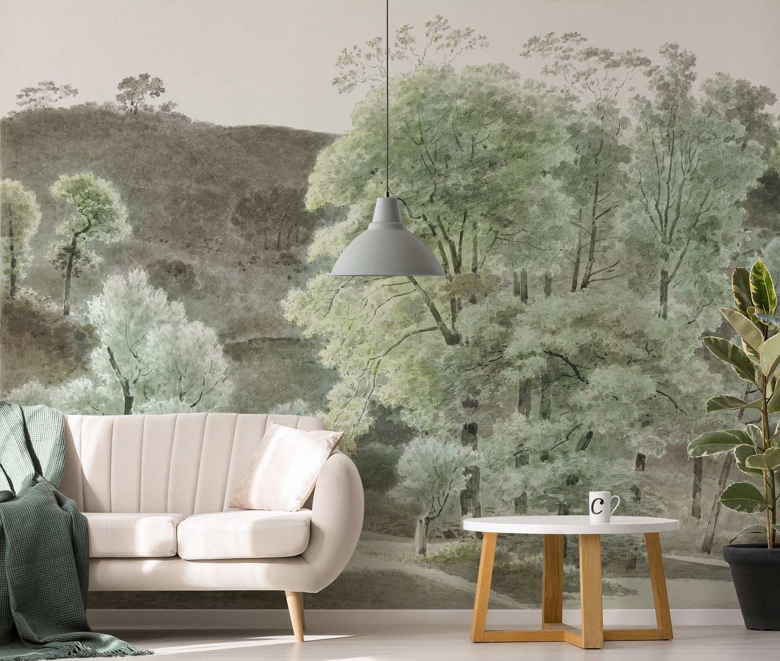 Watercolor Landscape Wall Mural Peel and Stick Wallpaper Etsy