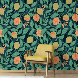 Retro Wallpaper With Tropical Fruit Peel and Stick Wallpaper - Etsy