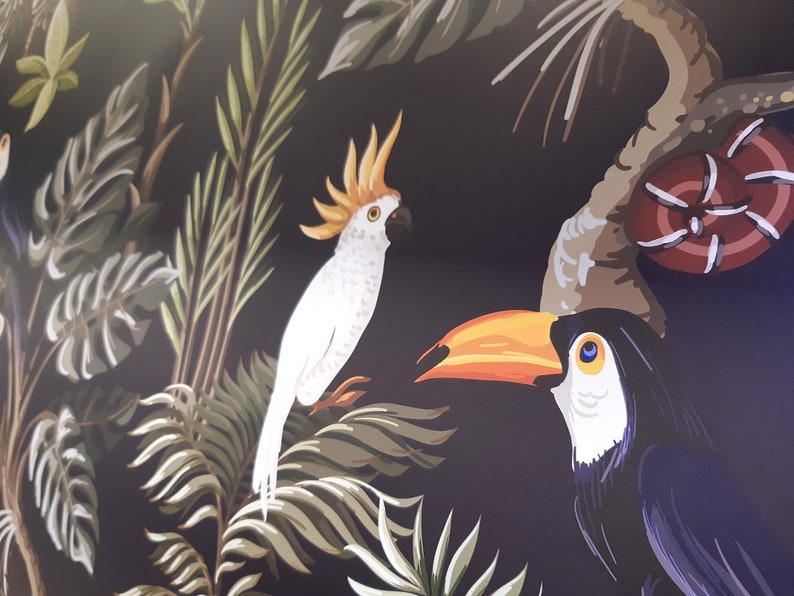 Jungle Animals Retro Wallpaper Peel and Stick Wallpaper Etsy