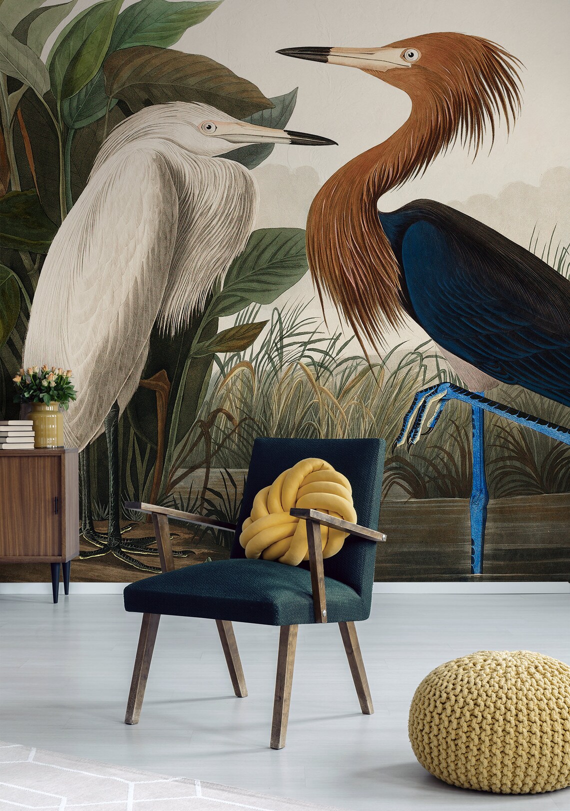 Heron Wallpaper Mural Peel and Stick Vintage Removable - Etsy