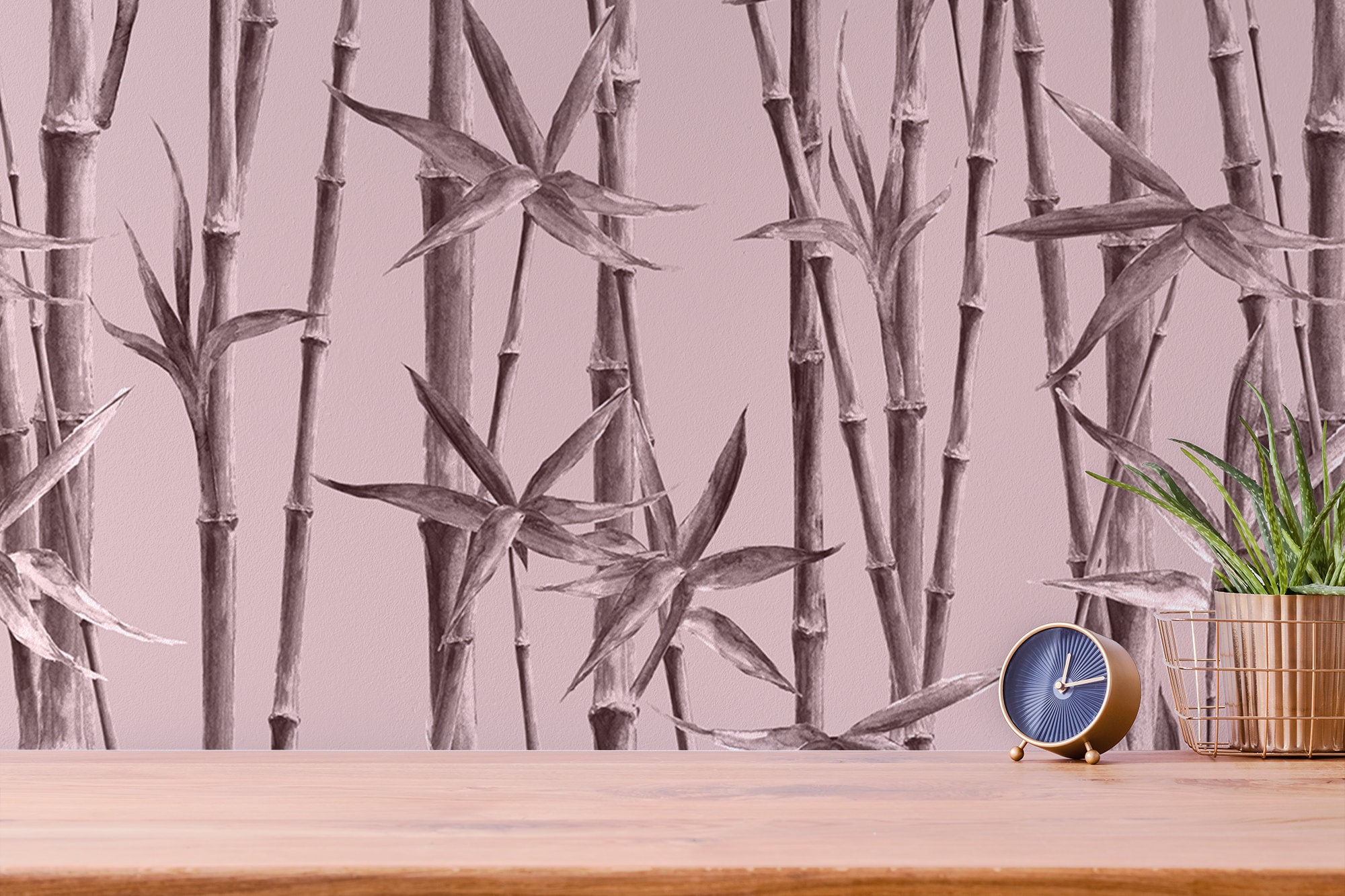 Retro Bamboo Wallpaper Peel and Stick Wall Mural Watercolor - Etsy