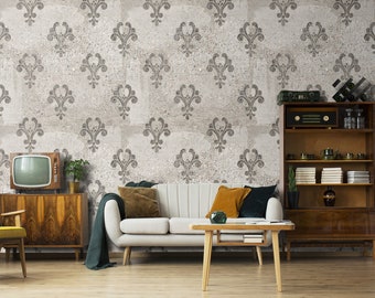 Vintage tegelsbehang met steentextuur, peel and stick muurschildering, tijdelijk retro behang, woondecoratie #151