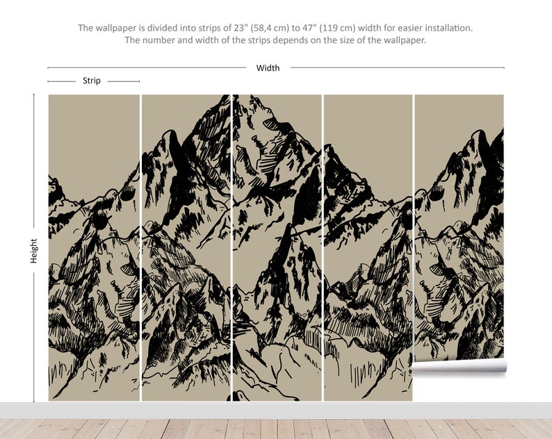 Rocky Mountains Wallpaper Peel and Stick Wall Mural Retro Etsy