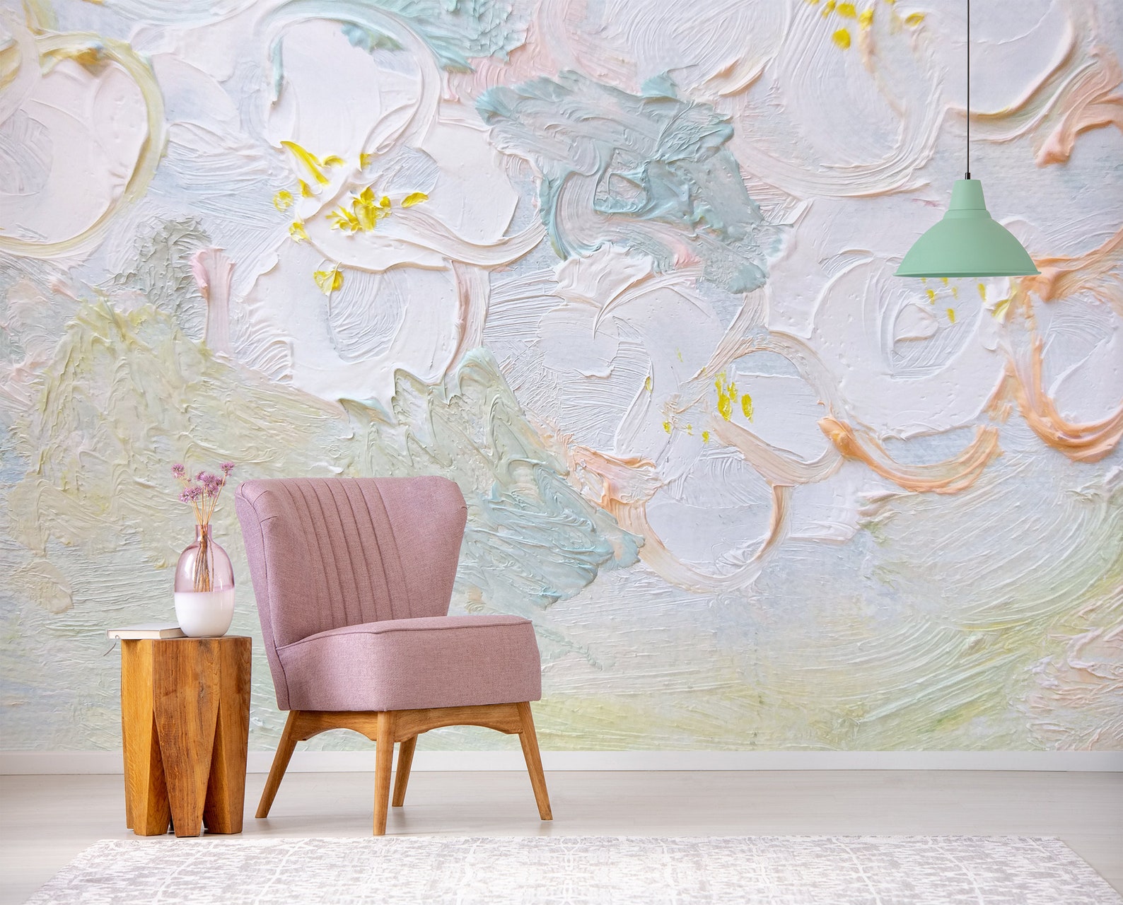 Pastel Floral Wall Mural, Peel and Stick Removable Wallpaper, Temporary ...